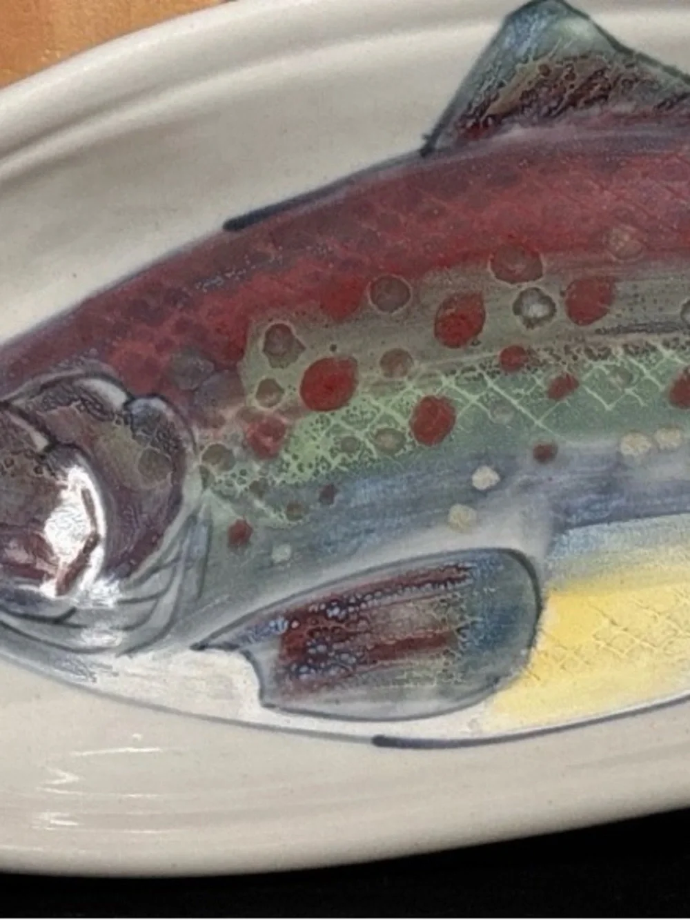 Highland Stoneware Fish Shaped Dish/ Wall Hanging - Made in Scotland F/S 17”x5.5